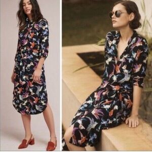 Anthropologie Maeve Bird Motif Dress Size 4